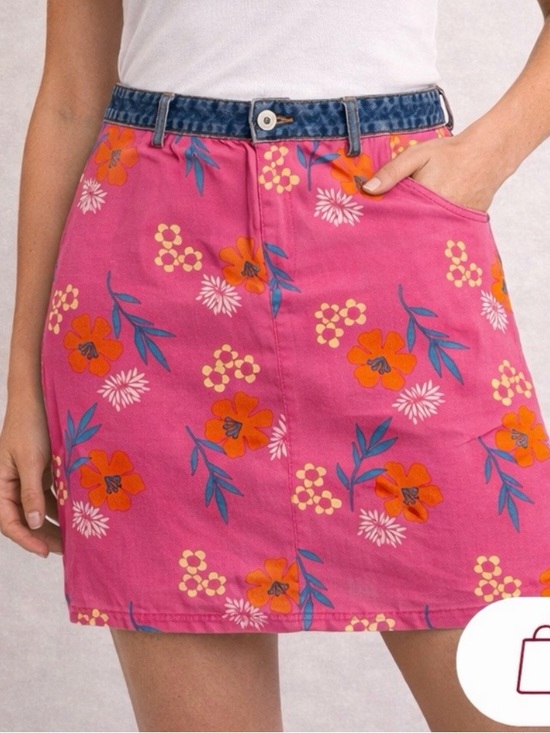 Guess Dresses & Skirts - Guess Pink Floral Mini Skirt with Denim-Look Waistband
